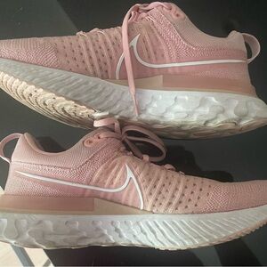 Nike Pink and White React Athletic Shoes